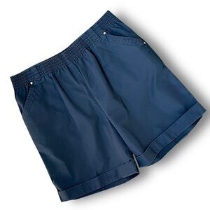Vintage Black Elastic Waist Casual Shorts